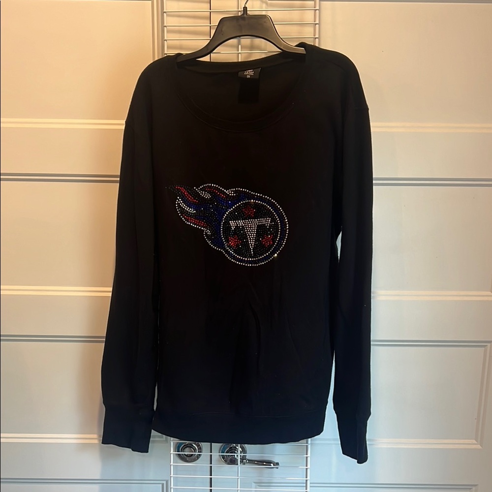 Black Sweatshirt with Rhinestone Logo